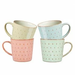 Outlet 👍 Heritage Cascade Multi-Colored Stoneware Assorted Coffee Mug Set 4-Piece by Denby 🌟