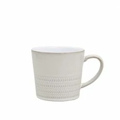 Best Pirce ⌛ Natural Canvas 10 oz. White Stoneware Textured Large Mug by Denby 👏