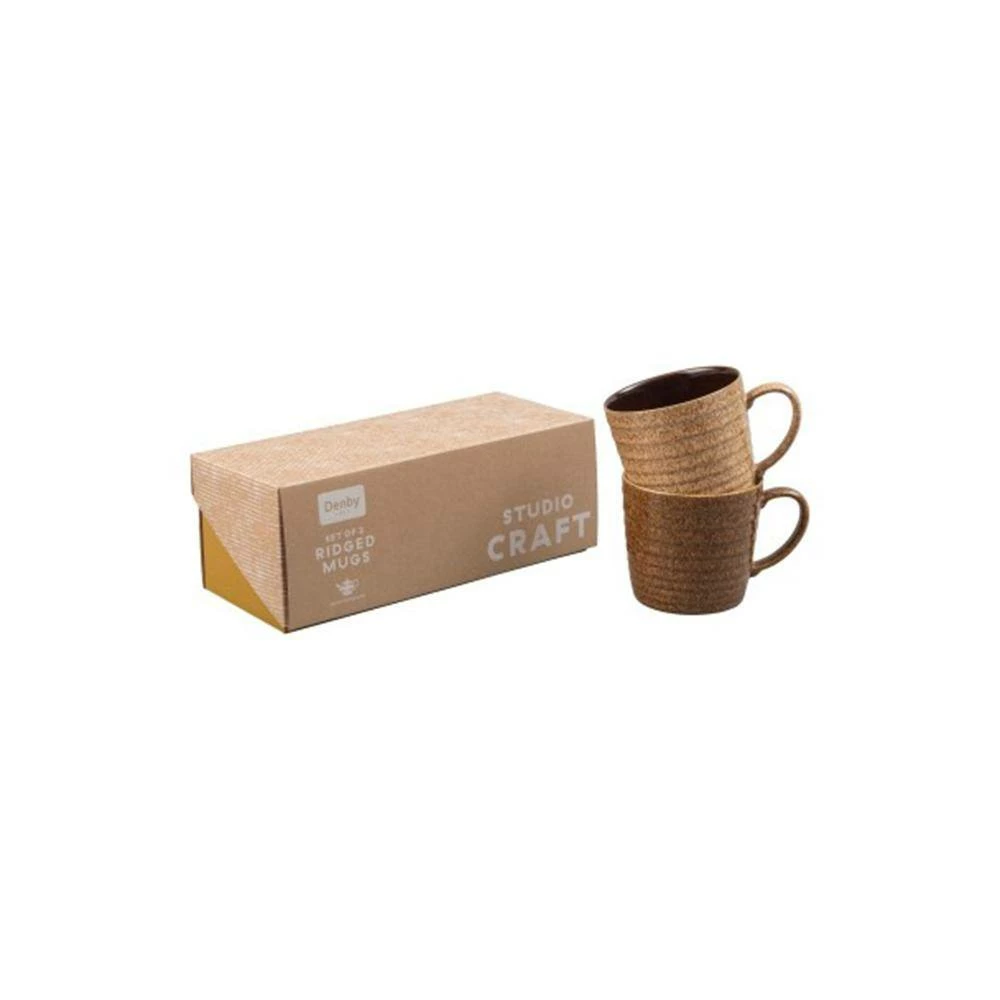 Coupon โค๏ธ Studio Craft 13.5 oz. Brown Stoneware Ridged Mug (Set of 2) by Denby โ๏ธ - Image 3