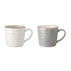 Buy 🎁 13.52 oz. Studio Grey/White Ridged Coffee Mug Set 2-Piece by Denby ❤️