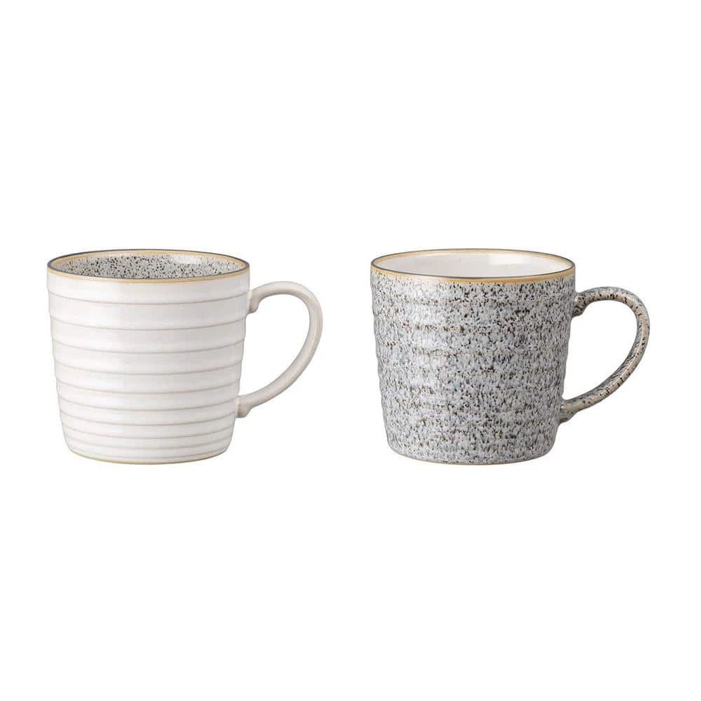 Buy 🎁 13.52 oz. Studio Grey/White Ridged Coffee Mug Set 2-Piece by Denby ❤️