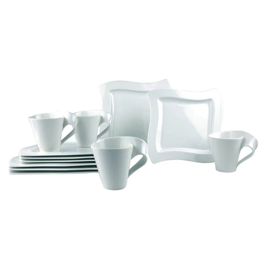 Top 10 ๐ฏ New Wave 12-Piece Modern Glazed Porcelain Dinnerware Set (Service for 4) by Villeroy & Boch ๐ฅฐ