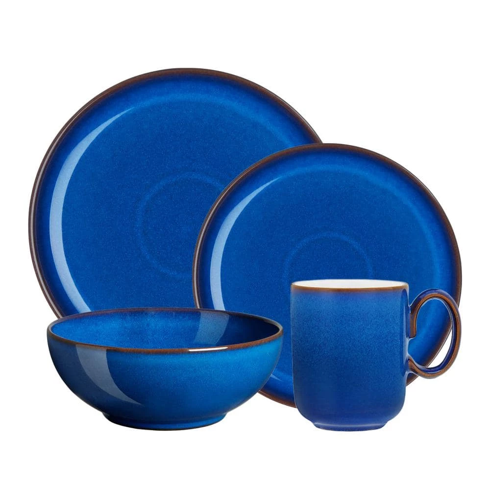 Budget 🔔 4-Piece Imperial Blue Coupe Dinnerware Set by Denby 🌟
