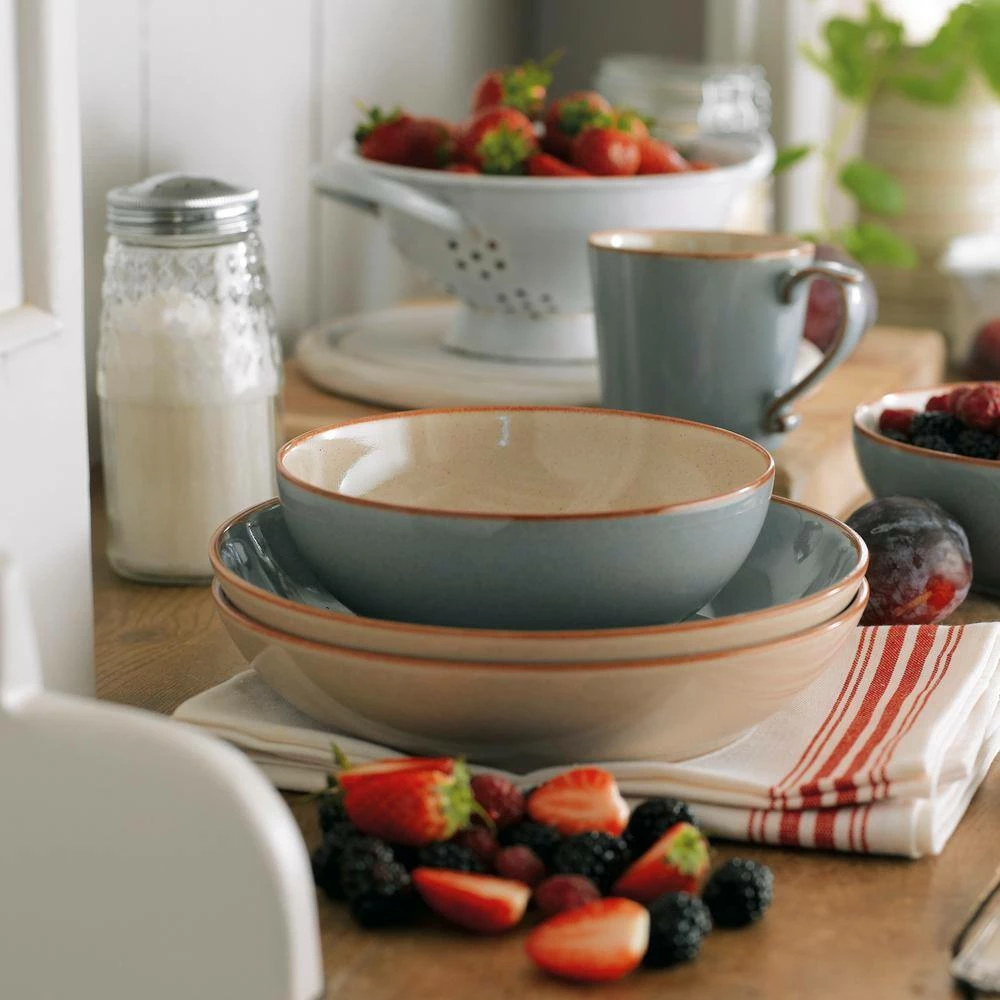 New โ Heritage Terrace Stoneware 16.23 fl. oz. Light Blue Rice Serving Bowls (Set of 4) by Denby โญ - Image 5