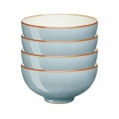 New ⌛ Heritage Terrace Stoneware 16.23 fl. oz. Light Blue Rice Serving Bowls (Set of 4) by Denby ⭐