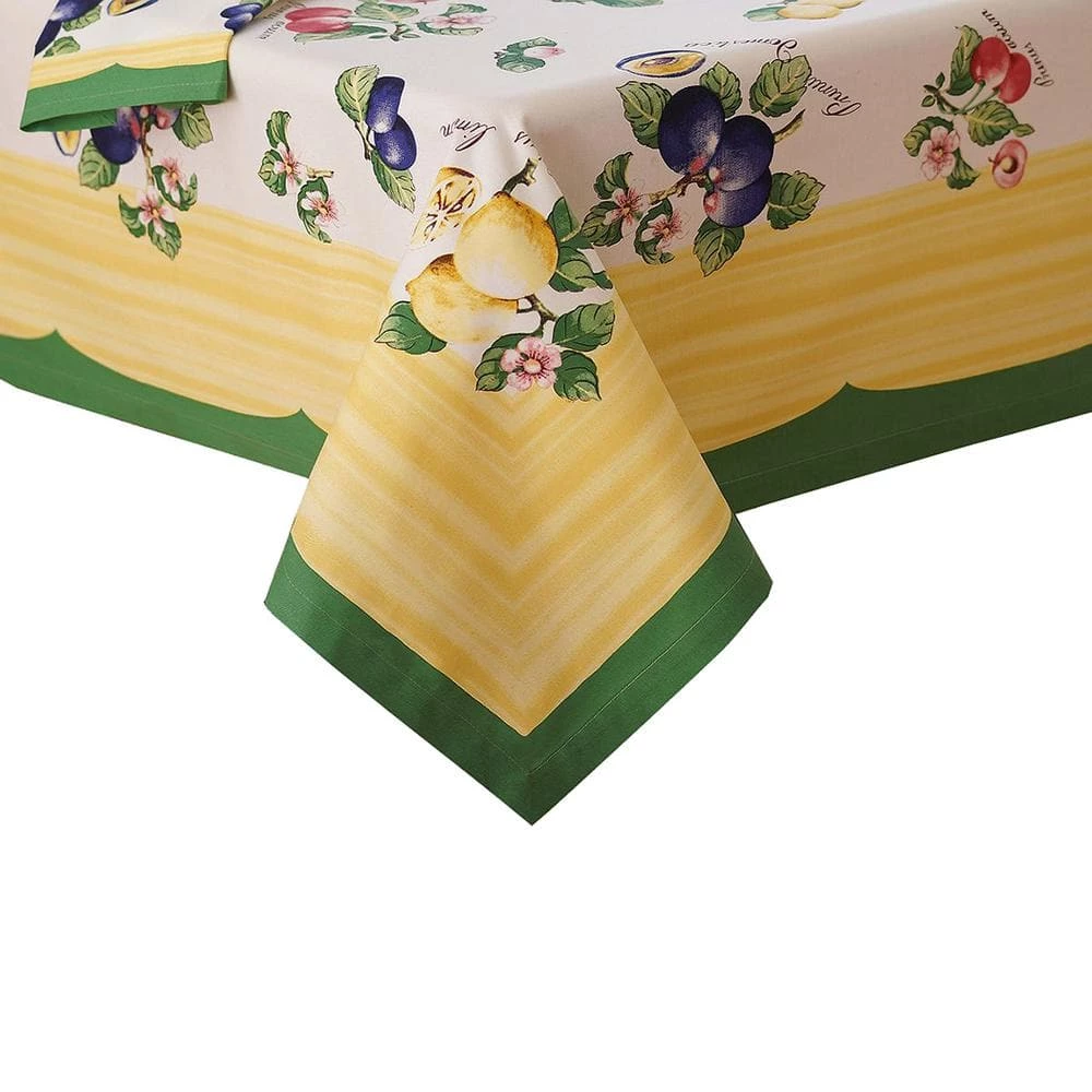 New 🛒 French Garden 68 in. W x 96 in. L Fabric Tablecloth in Multi-Color by Villeroy & Boch 😍