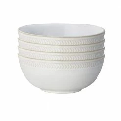 Outlet 💯 Natural Canvas Textured Stoneware Cereal Bowls 25 fl. oz. (Set of 4) by Denby ✔️