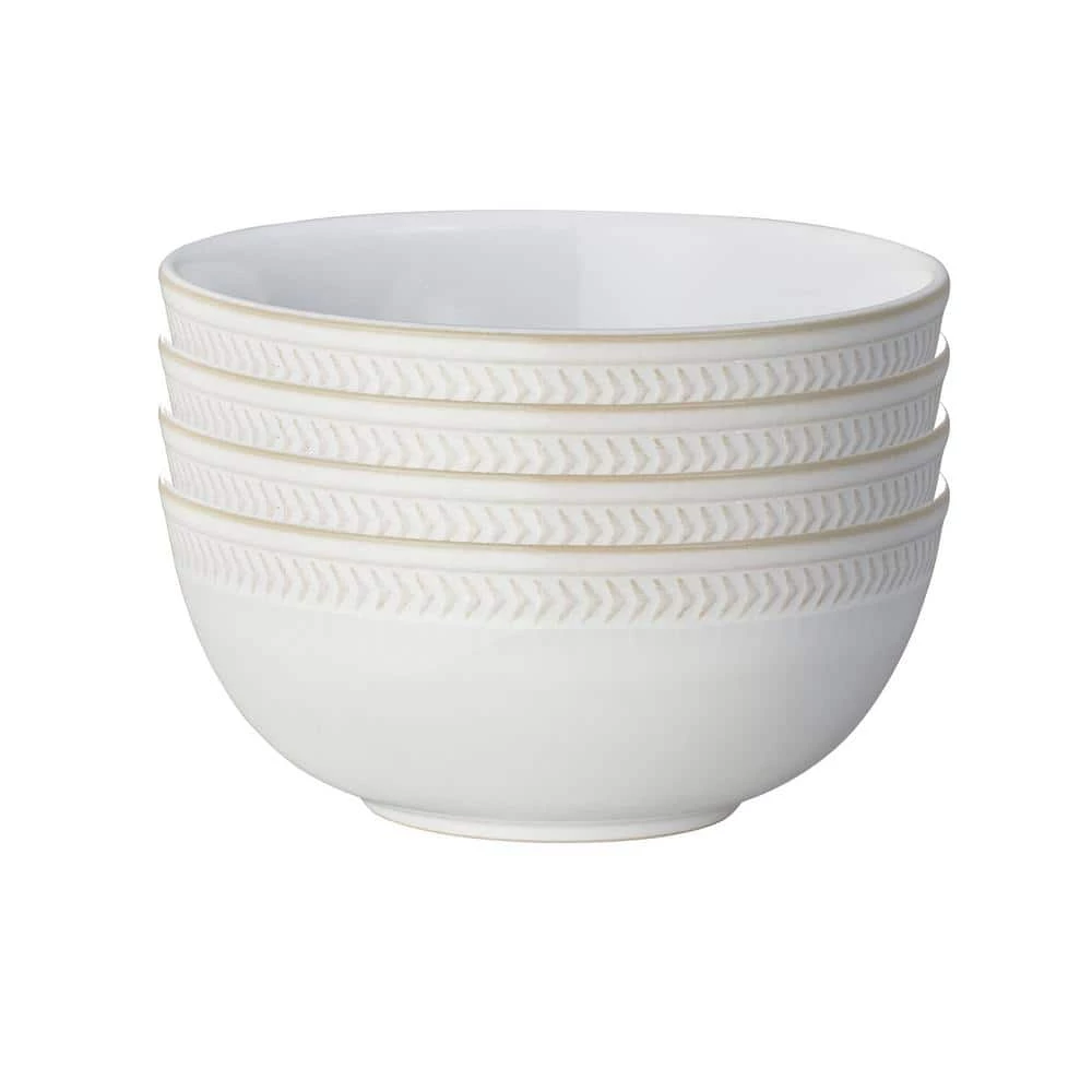 Outlet ๐ฏ Natural Canvas Textured Stoneware Cereal Bowls 25 fl. oz. (Set of 4) by Denby โ๏ธ