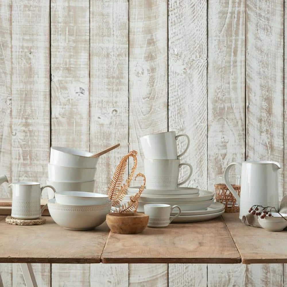 Cheapest ⭐ Natural Canvas Off-White Textured Coupe Medium Plate (Set of 4) by Denby 🎉 - Image 3