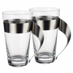 Promo 🌟 New Wave 16 oz. Clear Glass and Stainless Steel Macchiato Mug (Set of 2) by Villeroy & Boch 🤩