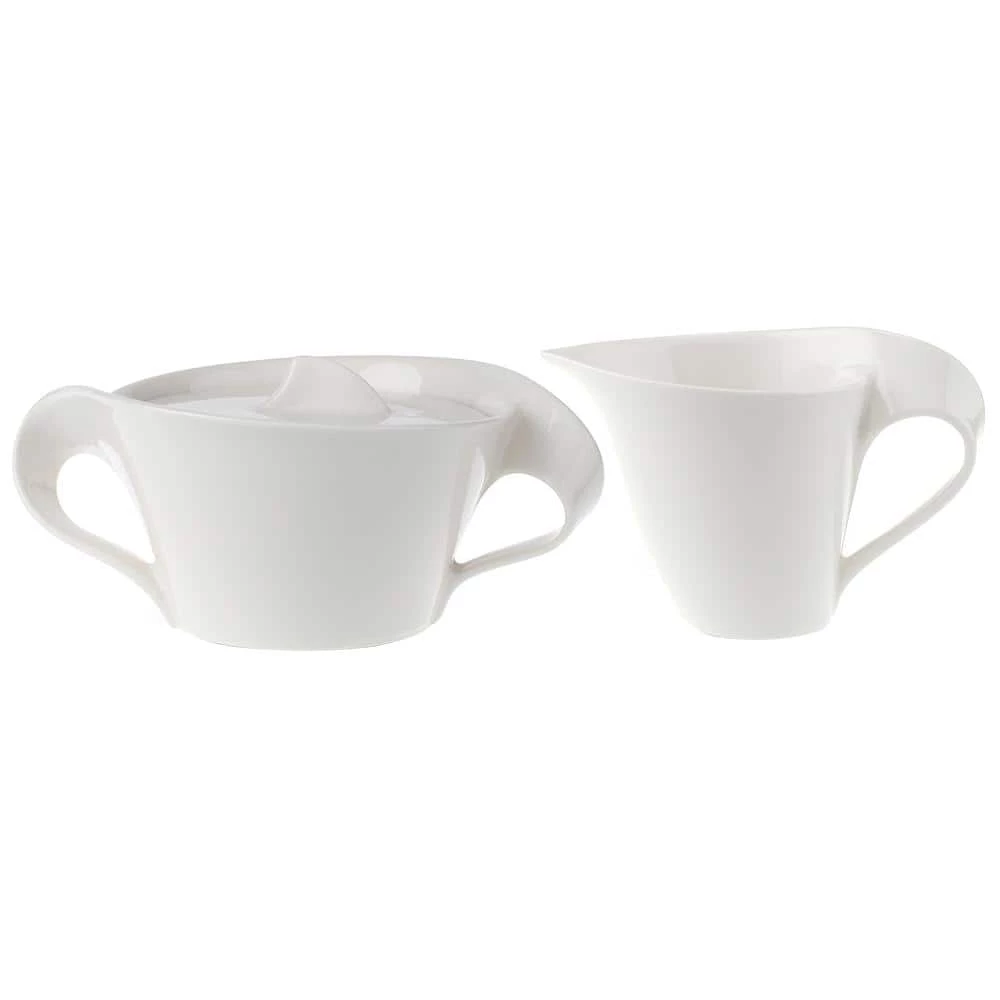 Promo ๐ New Wave 2-Piece White Porcelain Sugar and Creamer Set by Villeroy & Boch ๐คฉ