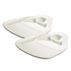 Best Sale 👍 BBQ Passion 2-Piece Casual White Porcelain Steak Plates (Service for 2) by Villeroy & Boch 🔔